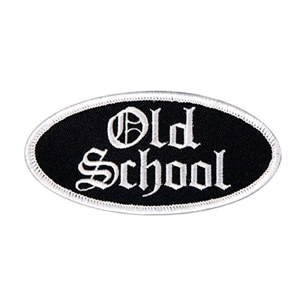 Old School Oval - Collectible Iron-On / Sew-On Embroidered Rayon Patch - 4" x 2"
